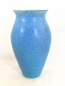 Signed ELKE SEEFELDT Blue Glaze Pottery Vase Torpedo Factory Artist 8" - Picture 1 of 4