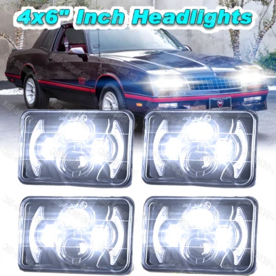 Светодиодные фары для Chevrolet Monte Carlo SS 1980-1988 El Camino 4x6 дюймов Hi/Lo 4 шт. - Изображение 1 из 4