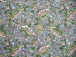 Tela de hojas florales de algodón vintage HOFFMAN Canterbury Manor 2+ yardas x 44" azul rosa - Imagen 1 de 5
