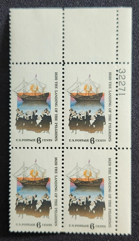 US Scott 1420 -  Pilgrim Landing - MNH - 1970 Issue - Plate Block of 4 - Image 1 of 1
