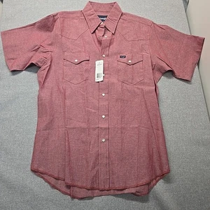 Wrangler Pearl Snap Shirt Mens Size Large Brick Red Vintage NWT Western COWBOY - Picture 1 of 21