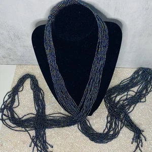 Vintage Karneval Farben PERLEN Halskette/Gürtel über 30" - Bild 1 von 7