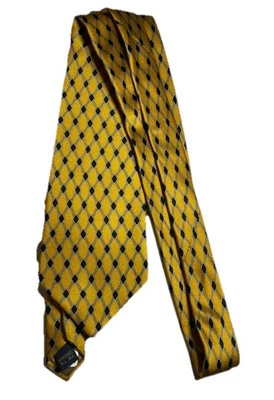 Corbata geométrica vintage Ashford Brooks de oro amarillo hecha a mano 100 % seda Foto 1 de 4