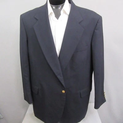 Alexander Lloyd 男式蓝色西装外套 52R 海军蓝金色纽扣单孔金色 — 第 1/4 张图片