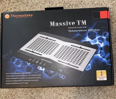 Thermaltake - Painel de alumínio ventiladores duplos 120mm notebook refrigerador monitor de temperatura - Imagem 1 de 4