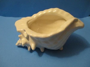 Vintage großer irisierender weißer Pflanztopf in Muschelform Keramik Übertopf - Bild 1 von 5