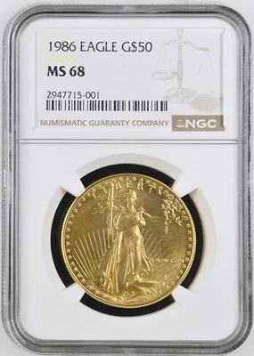 1986 EAGLE G$50 NGC MS68 - Image 1 of 2
