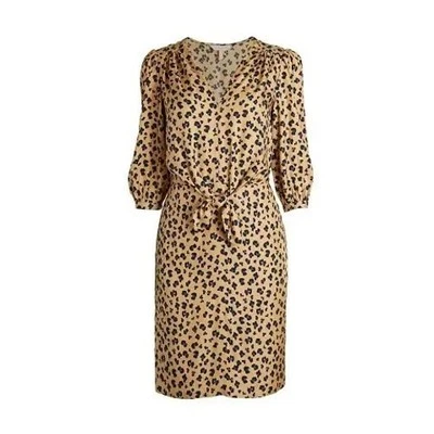 NEW Rebecca Taylor Mini Dress Tie Waist Cappuccino Print Silk Blend Size 0 $395 - Image 1 of 4