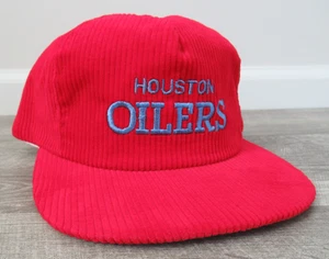 Houston Oilers Vintage AJD Pro Line Corduroy Snapback Hat NFL Red - Picture 1 of 9