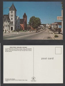 Midland Ontario Postcard King Street Business District Public Library Harbour - Bild 1 von 3