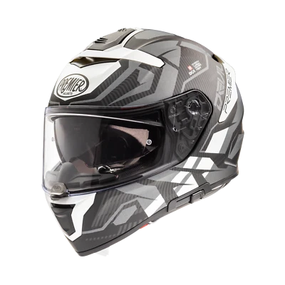 Premier Devil JC 8 Grey Black White Full Face Motorcycle Crash Helmet