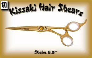 Kissaki Pro Hair Scissors 6.0" Shobu Gold Titanium Hair Cutting Shears - Picture 1 of 3