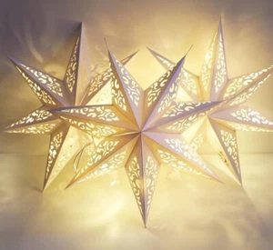 Paper Star Lantern 3PCS Christmas Paper Stars Lampshade 17.7 inch 7 Points Paper - Picture 1 of 2