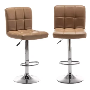 Bar Stools Gas Lift Swivel Stool Pub Club Cafe Breakfast Chair Faux Leather - Picture 1 of 8
