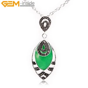Silver Olive Marcasite Stones Beads Women Jewelry Pendant Necklace Making Gift - Picture 1 of 36