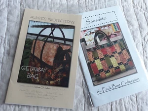 2 Patchwork Purse Patterns Sausalito 6 Bags & Getaway Bag Fat 1/4 Friendly Uncut - Picture 1 of 4