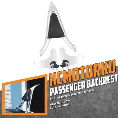 Chrome Detachable Backrest Sissy Bar For Harley Touring Road Street Glide 97-08 - Image 1 of 4