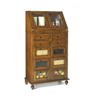 DISPENSA MULTIUSO MADIA PER CUCINA STRUTTURA MASSELLO NOCE SCURO ARTE POVERA - Image 1 of 4