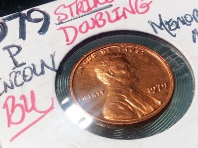 Mint Error Coin Lincoln 1c Cent Penny 1979 p Strike Doubling BU Uncirculated  - Image 1 of 4