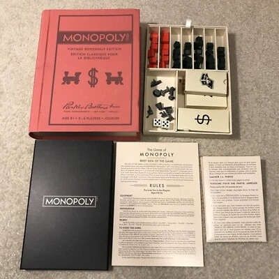 Monopoly Board Game Vintage Bookshelf Collection Edition Red Cover Parker Hasbro - Image 1 of 4