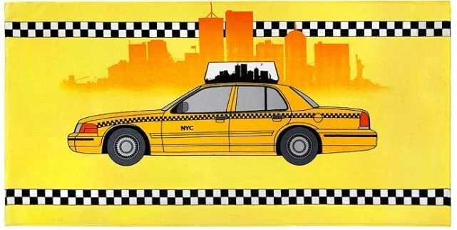 Toalla de playa 30"x60" NYC Taxi "Cabina amarilla" Hecha en Brasil Foto 1 de 1