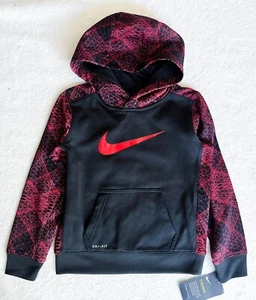 NWT! Nike Boys Youth Therma Dri-FIT Hoodie Hooded Sweatshirt Gray Red $44 Sz 4 - Picture 1 of 6