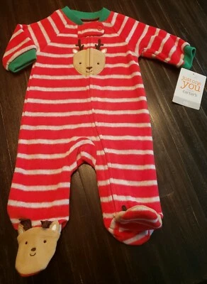 Manta de Navidad Carter's Just One You a Rayas con Reno Recién Nacido Nueva con Etiquetas  Foto 1 de 3