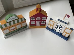 Pottery Barn Kinder Holz Spielset Stadtzentrum, Vintage, mit Magneten - Bild 1 von 5