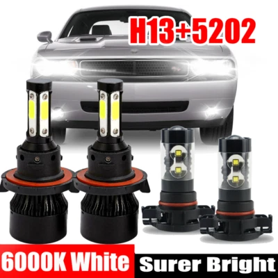 For Dodge Challenger 2009-2014 6000K White LED Headlights & Fog Light Bulbs KIT - Image 1 of 4