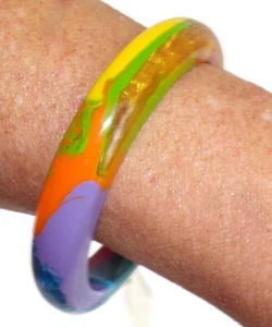 Sobral Pollock PB14 Multicolor 1/2" Artist Made Statement Bangle Bracelet - Picture 1 of 7