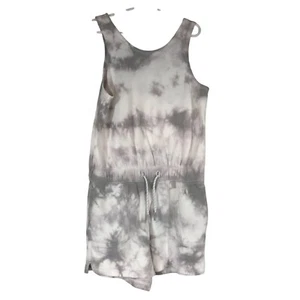 ATHLETA GIRL - GIRLS MEDIUM 8-10 - WHITE/GRAY SLEEVELESS ROUND NECK ROMPER - Picture 1 of 7