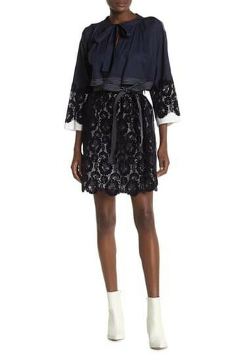 Abito nuovo con etichette Tory Burch Adelaide pizzo cravatta scollo taglia SX