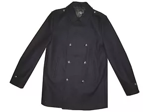 Express Men Wool Blend Military Coat Peacoat Sz M NWoT Navy Blue - Imagen 1 de 10
