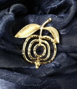 Vintage 1972 Sarah Coventry Silver Tone Apple Brooch Pin Cherry Signed - Picture 1 of 7