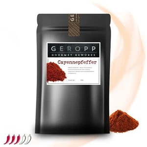 100g/250g GEROPP-GOURMET Cayenne Pfeffer gemahlen im Aromabeutel, Feurig-Scharf