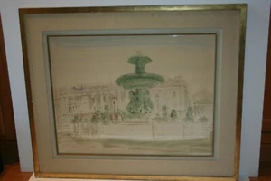 ORIGINAL 1955 FREDERICK ARTHUR JESSUP ""LE CRILLON PARIS"" AQUARELL KUNSTMALEREI - Bild 1 von 12