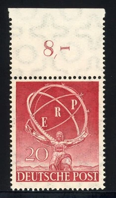 Alemania 1950 Plan Europeo de Recuperación Sc# 9N68 Como Nuevo XF Goma Original Nunca Montada💥 Foto 1 de 2