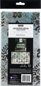 Prima Re-Design Decoupage Decor Tissue Paper 19"X30"-Patina Flourish - Picture 1 of 1