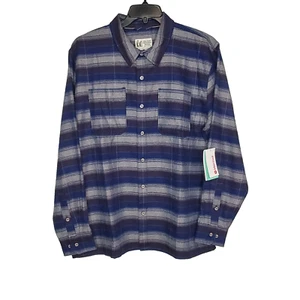 Marmot Ridgefield Mens Heavyweight Flannel Over Shirt Blue Plaid SZ L Pockets - Picture 1 of 15