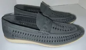 Four Brothers Shoes Mens 8 Woven Navy Loafers 7445406 Leather White Bottoms - Picture 1 of 10
