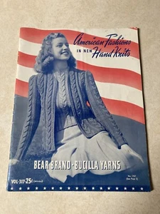 Vintage 1940 Bärenmarke Bucilla Garn American Fashions in neuem handgestricktem Musterbuch - Bild 1 von 13