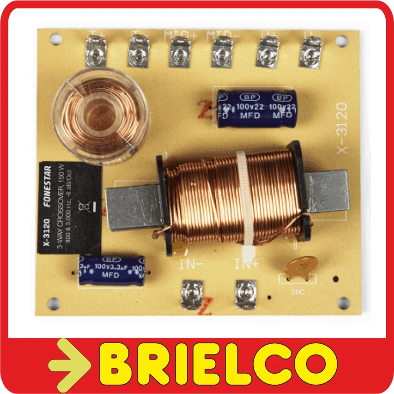 FILTRO CROSSOVER 3 VIAS 150W FRECUENCIAS CORTE 800-5000HZ -6DB OCT 8 OHM BD3908 - Immagine 1 di 1