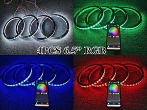 4PCS 6.5in RGB White LED Speaker Ring for Car Truck Marine LED Speaker Subwoofer - Picture 1 of 15