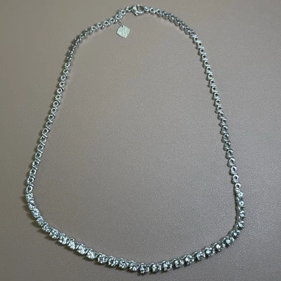 "Collar llamativo de plata de ley 925 con zafiro blanco creado por laboratorio EMA 19""" Foto 1 de 4