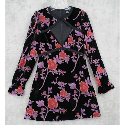 Vestido Forever 21 Juniors Grande Terciopelo Floral Cuello Cerradura Capricho Bruja Vampiro Foto 1 de 4