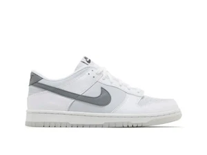 Nike Low Dunk Reflective Swoosh White Sz 6Y Youth Sneaker White Platinum Grey - Picture 1 of 11