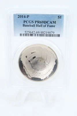 2014-P PCGS PR69DCAM Baseball Hall Of Fame Silver Commemorative Dollar Proof - Image 1 of 2