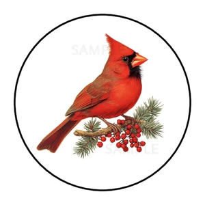 30 Chrismas Red Cardinal Bird stickers labels tags envelope seals - Picture 1 of 2