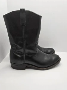 Vintage Red Wing Pecos Boots Size 8 US Mens Work Boots Slip Ons Black USA - Picture 1 of 13