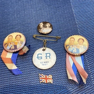 Various Vintage Badges X 5- George VI G R Coronation Badge 12 May 1937 etc - Picture 1 of 11